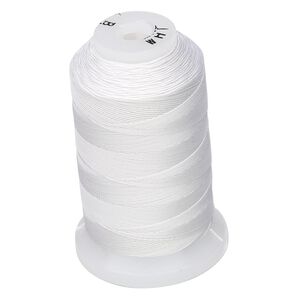 Thread, Purely Silk&trade;, white, size B. Sold per 390-yard spool.