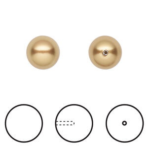 Pearl 1pkg4 royal gold, Crystal Passions&reg; 10mm half-drilled round 5818