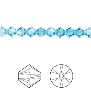 Bead 720pk aquamarine, Swarovski&reg; 5mm XILION bicone 5328