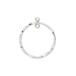 Drop, sterling silver-filled, 21mm double-sided hammered and textured open round with loop. Sold individually.