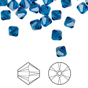 Bead 360pk Capri blue, Swarovski&reg; 6mm XILION bicone 5328