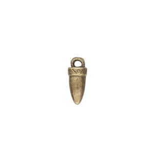 Charm, antique brass-finished "pewter" (zinc-based alloy), 11x5.5mm 3D horn. Sold per pkg of 10.