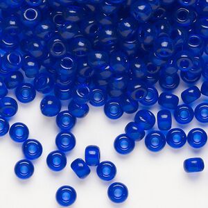 Seed bead, Miyuki, glass, pkg/25g, #6 rocaille, transparent cobalt (RR-151).