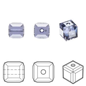 Bead 6pk tanzanite, Crystal Passions&reg; 8mm cube 5601