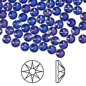 Flat back 144pk crystal heliotrope foil back, Crystal Passions&reg; 4.6-4.8mm rose round SS20 2088
