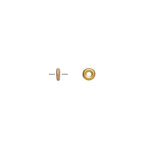 Bead, Czech pressed glass, opaque satin dark gold, 4x1mm ring. Sold per pkg of 100.