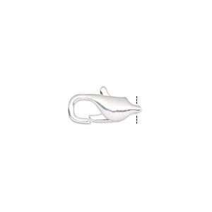 Clasp lobster claw 1pkg10 silver-plated, 11x5mm, brass 1-strand