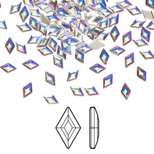 Flat back 288pk crystal AB foil back, Swarovski&reg; 5x3mm diamond 2773