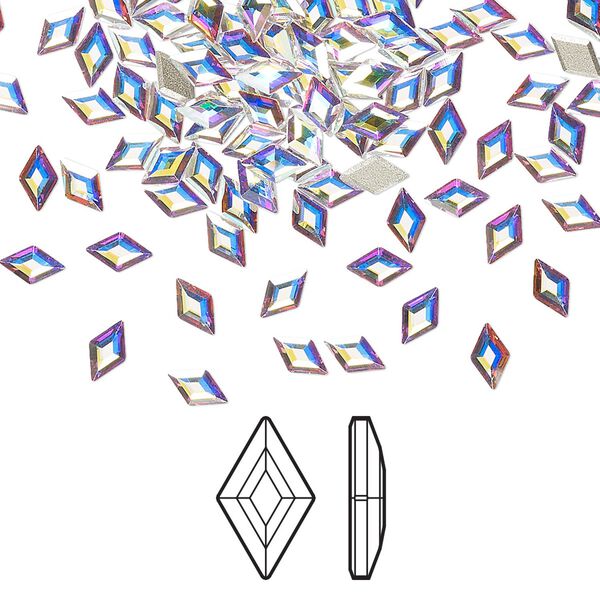 Flat back 288pk crystal AB foil back, Swarovski&reg; 5x3mm diamond 2773 image number 0