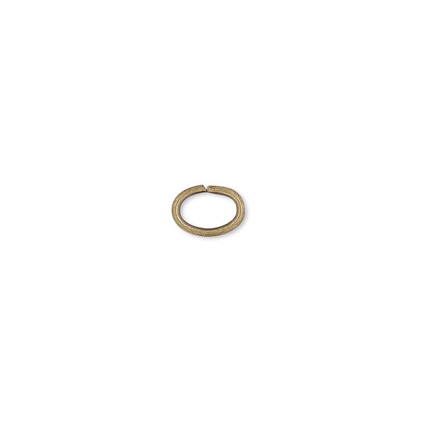 Jump ring 1pkg500 gold-plated, 7x5mm oval, 18 gauge / 5.5x3.2mm inside diameter / brass / antique image number 0