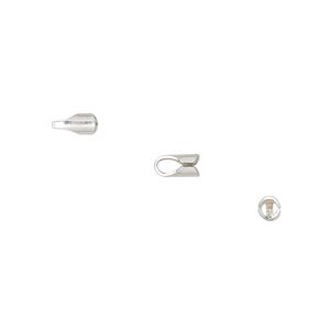 Cord end glue-in 1pkg10 sterling silver, 6x3mm round / 2mm inside diameter