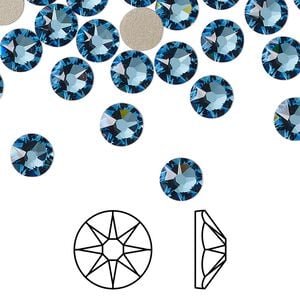 Flat back 144pk cool blue foil back, Crystal Passions&reg; Regenerated 6.32-6.5mm rose round SS30 2088