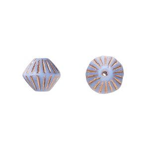 Bead, Preciosa, Czech pressed glass, opaque lavender matte copper, 11mm fluted bicone. Sold per pkg of 12.