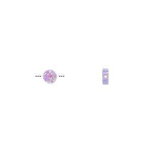 Bead, "opal" (silica and epoxy) (man-made), lavender, 4mm flat round. Sold per pkg of 2.