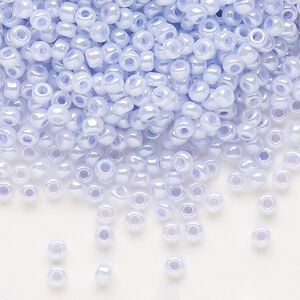 Seed bead, Dyna-Mites&trade;, glass, opaque ceylon pastel light blue, #8 round. Sold per 1/2 kilogram pkg.
