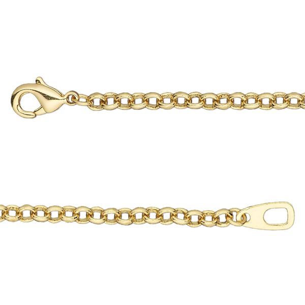 Chain 1pkg1 rolo, 3mm / lobster claw clasp, gold-finished brass 36 inch image number 0