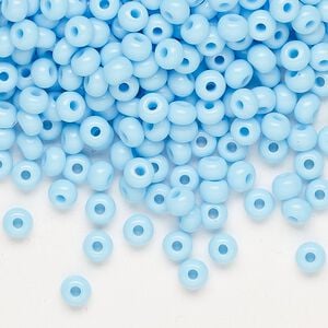 Seed bead, Preciosa Ornela Czech glass, pkg/50g, #6 rocaille, opaque light turquoise, (63000).