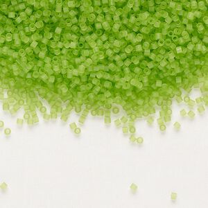 Seed bead, Delica&reg;, glass, pkg/7.5g, #15 round, translucent matte lime (DBS-1266).