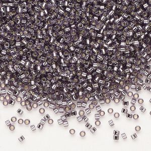 Seed bead, Delica&reg;, glass, pkg/7.5g, #11 round, transparent silver-lined amethyst purple (DB-1205).
