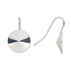 Ear wire 1pkg10 Almost Instant Jewelry&reg;, 21mm / 14mm rivoli glue-in setting, 18-20 gauge silver-finished brass 5 pair
