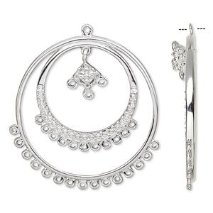 Focal, silver-plated brass, 38mm double hoop with 29 loops and (23) PP8 settings. Sold per pkg of 2.