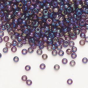 Seed bead, Preciosa Ornela Czech glass, pkg/50g, #8 rocaille, translucent rainbow amethyst, (21060).