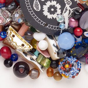 Bead finding & focal mix 1pkg8oz "pewter", 3-50mm mixed shape, mixed-finished steel / acrylic mixed colors