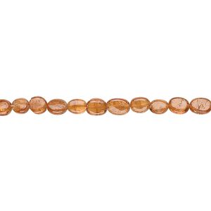 Hessonite garnet 1pkg1, hand-cut flat oval bead natural 14 inch 4x3mm-6x4mm