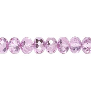 Bead, Czech fire-polished glass, translucent metallic watermelon, 9x5mm faceted rondelle. Sold per 15-1/2" to 16" strand.