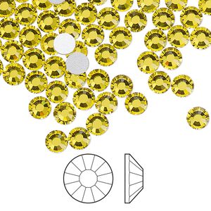 Flat back 144pk citrine foil back, Preciosa Viva 12&reg; Czech crystal rhinestone 4.6-4.8mm chaton rose round SS20