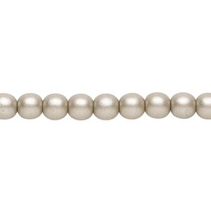 Bead, Czech glass druk, opaque satin pewter, 6mm round. Sold per 15-1/2" to 16" strand.