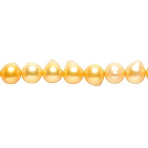 Pearl, cultured freshwater (dyed), buttercup, 6-7mm flat-sided potato, D grade, Mohs hardness 2-1/2 to 4. Sold per 16-inch strand.
