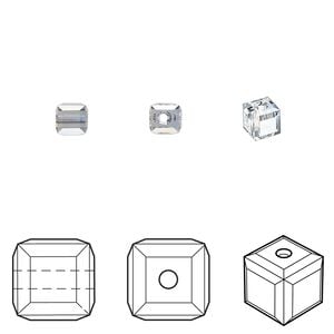Bead 12pk crystal blue shade, Crystal Passions&reg; 4mm cube 5601