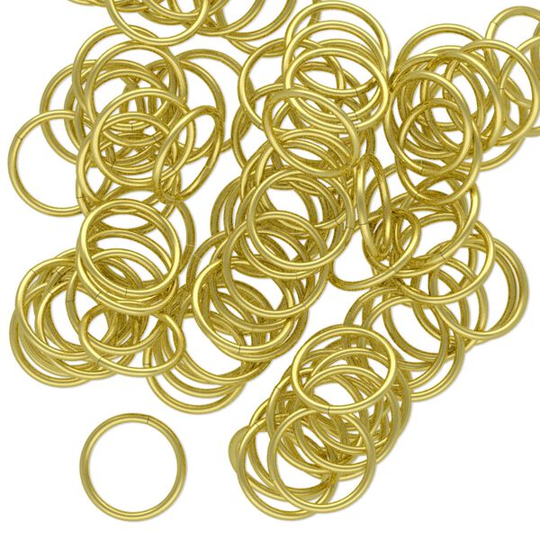 Jump ring 1pkg100 brass, 9mm round, 20 gauge / 7.5mm inside diameter image number 0