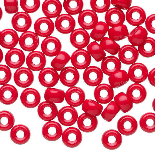 Bead 1pkg100, Czech pressed glass, opaque red, 6x4mm crow. image number 0