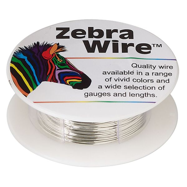 Wire, Zebra Wire&trade;, tinned copper, silver color, round, 24 gauge. Sold per 20-yard spool. image number 0