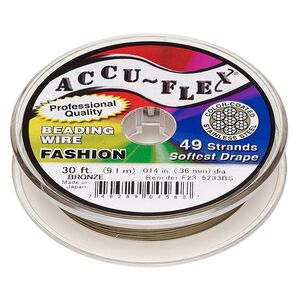 Beading wire, Accu-Flex&reg;, nylon and stainless steel, bronze, 49 strand, 0.014-inch diameter. Sold per 30-foot spool.