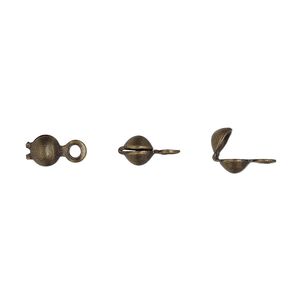 Bead tip bottom clamp-on 1pkg100 gold-plated, 7.5x3.5mm / closed loop, brass / antiqued / Hot Tips&reg;