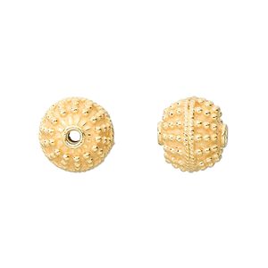 Bead 1pkg2 "vermeil" sterling silver, 12mm beaded round