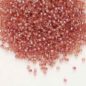 Seed bead, Delica&reg;, glass, pkg/7.5g, #11 round, translucent salmon-lined luster topaz (DB-0913).
