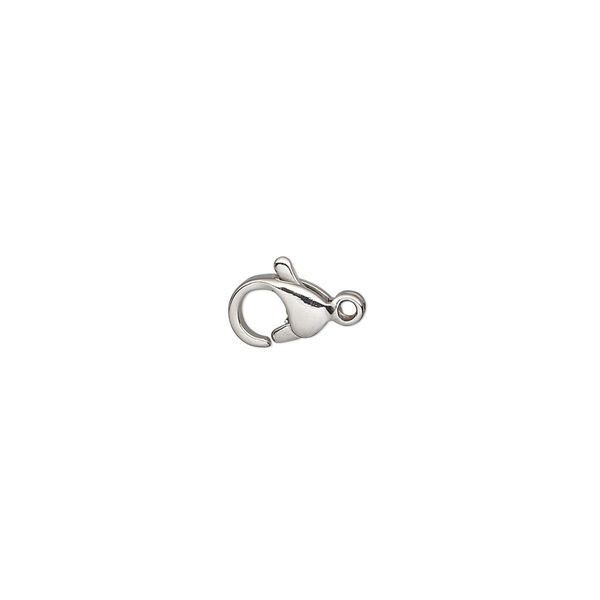 Clasp lobster claw 1pkg10, 8x7mm, stainless steel 1-strand image number 0