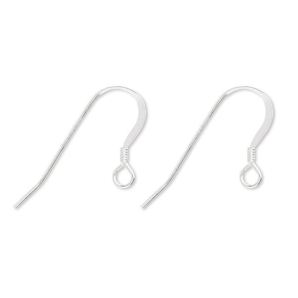 Ear wire fishhook 1pkg10 sterling silver, 15mm flat / 2mm coil / open loop, 22 gauge 5 pair image number 0