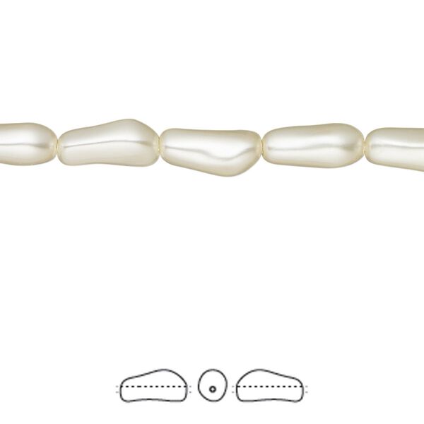 Pearl 250pk cream, Swarovski&reg; 10x4mm baroque elongated 5844 image number 0