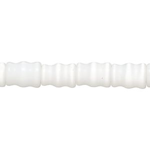 Bead, cat's eye glass (fiber optic glass ), white, 10x6mm-10x8mm carved tube. Sold per 14-inch strand, approximately 35 beads.