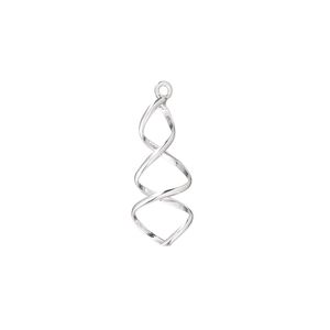 Drop, sterling silver, 19.5x8mm 3D spiral. Sold individually.