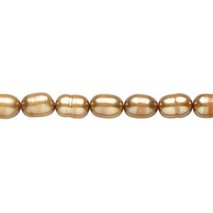 Pearl 1pkg1 cultured freshwater, 5-6mm rice C grade, 15 inch dyed light copper
