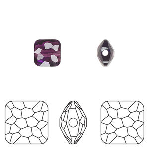 Bead 1pkg144 amethyst, Swarovski&reg;, 8mm puffed square 5035