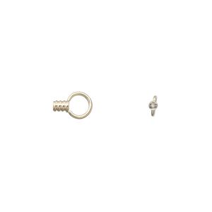Crimp end 1pkg2 14Kt white gold, 3x2mm tube / loop / approx 0.7mm inside diameter