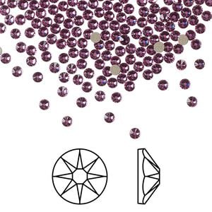 Flat back 144pk dark rose foil back, Crystal Passions&reg; 2.1 to 2.3mm rose round SS7 2058