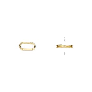 Split ring 1pkg100 gold-plated, 8x4mm oval, 6x2mm inside diameter / steel